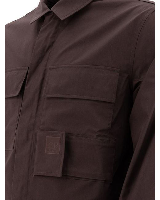 C P Company Brown "The Metropolis Serie Utility" Gabardine Overshirt for men