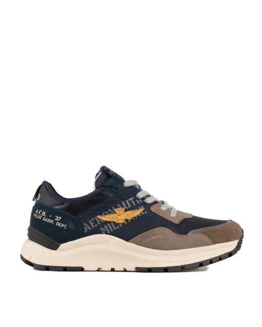 Aeronautica Militare Blue Sneakers With Rip Stop And Mesh Details for men