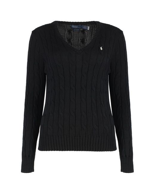 Polo Ralph Lauren Black Cotton V-Neck Sweater