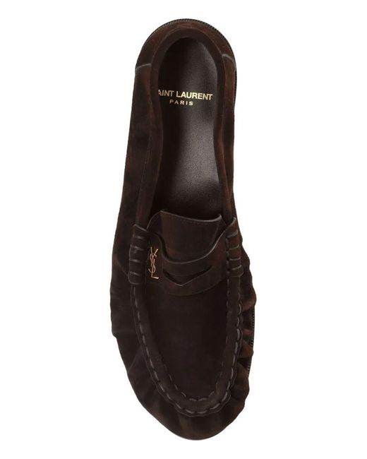 Saint Laurent Brown Suede Loafers
