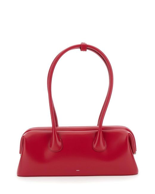 OSOI Red 'Boat Wide' Shoulder Bag With Round Handles And Lettering Logo On The Front