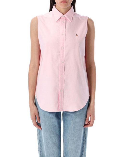 Polo Ralph Lauren Pink Cotton Oxford Sleeveless Shirt