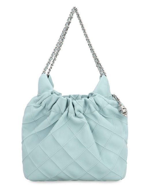 Tory Burch Blue 'Fleming' Shoulder Bag With Chain-Link Shoulder Strap And Double T Motif