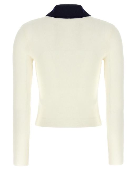 Self-Portrait White 'Cream Merino Wool' Cardigan