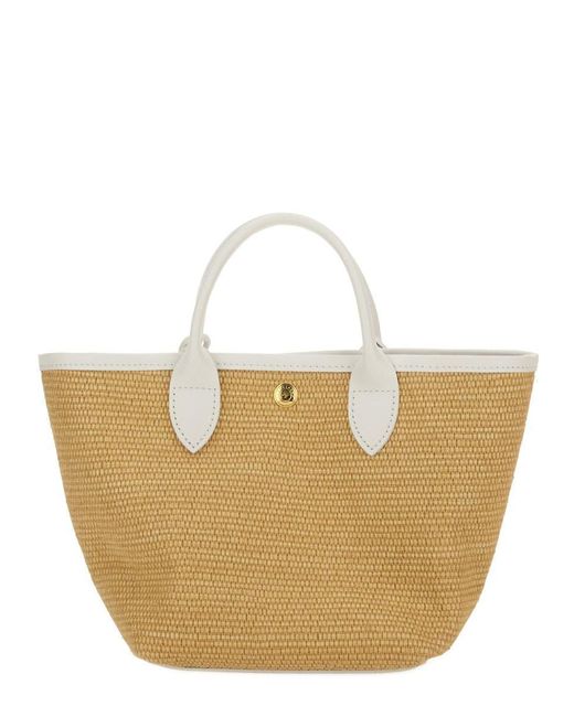 Longchamp White "Le Pliage Collection Xs" Basket Bag