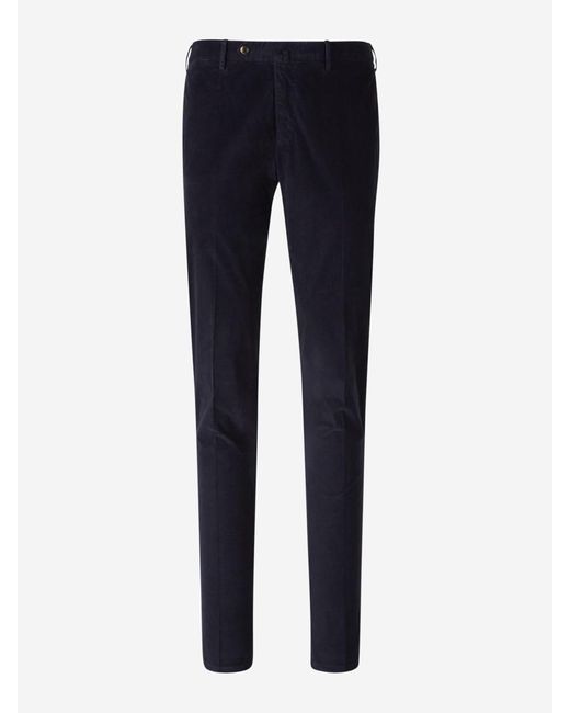 PT Torino Blue Formal Micropana Cotton Trousers for men