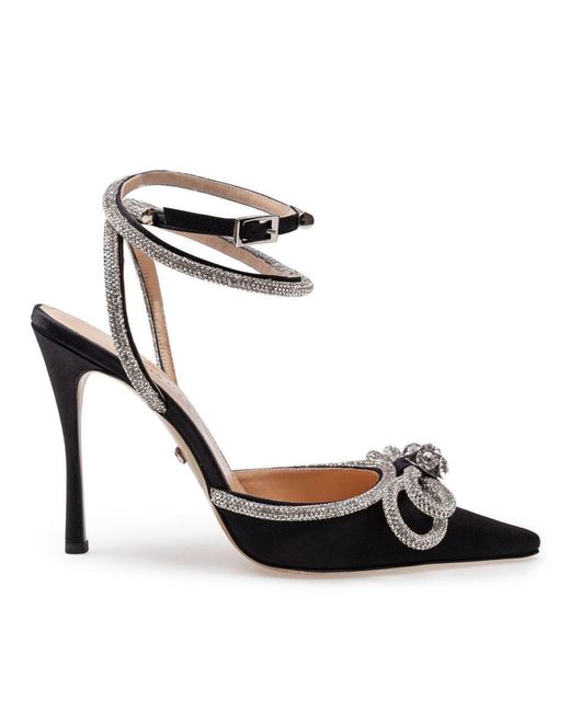 Mach & Mach White Satin Double Bow Pumps
