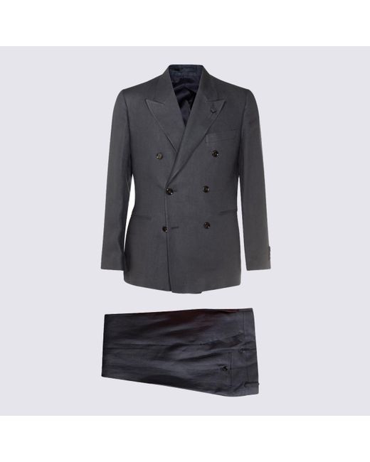 Lardini Black Linen Suits for men