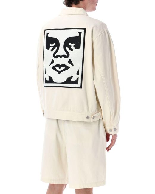 Obey Natural Icon Hardwork Zip Denim Jacket for men