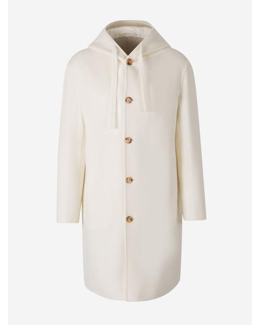 Lardini White Long Wool Coat for men