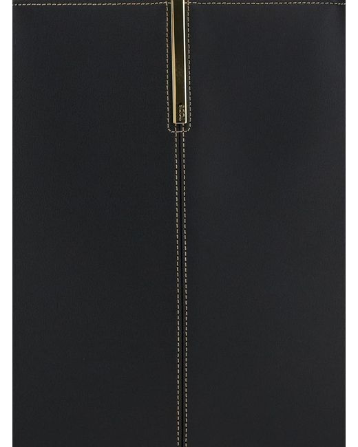 Tod's Black Shopper With Two Top Handles And Metal Bar With Logo