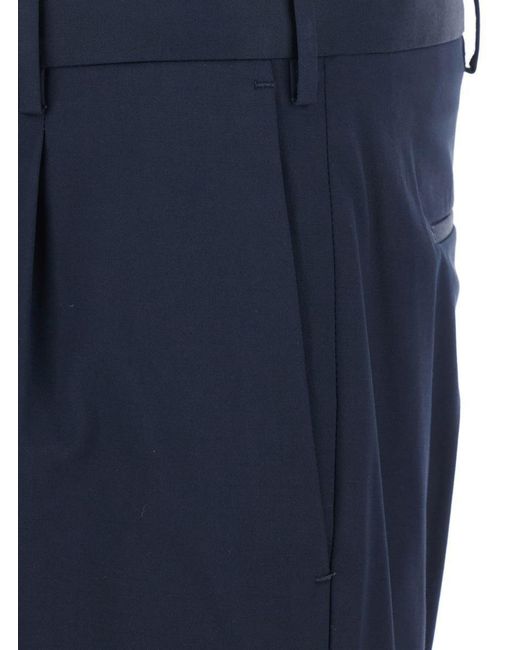 PT Torino Blue Pants With Pleats And Belt Loops for men