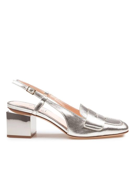 Agl Attilio Giusti Leombruni White Leather Moccasin With Metallic Effect
