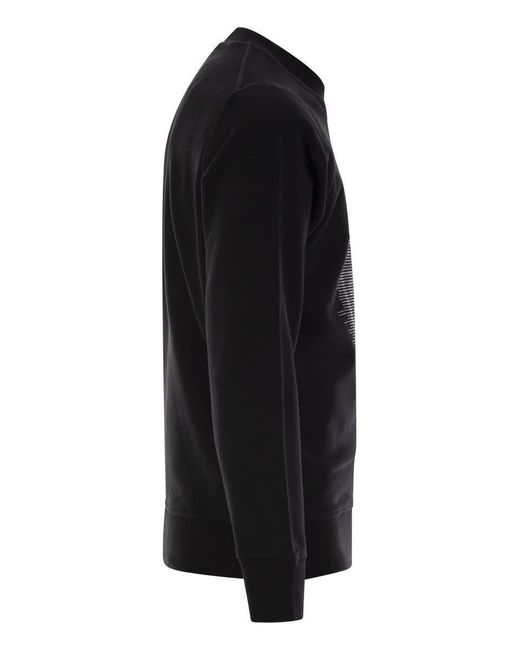 Stone Island Black Crew-Neck Sweatshirt With Optical Three for men