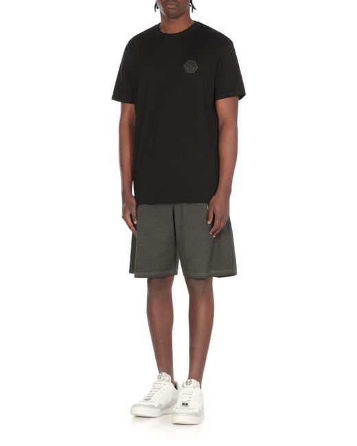 Philipp Plein Black Cotton T-Shirt for men