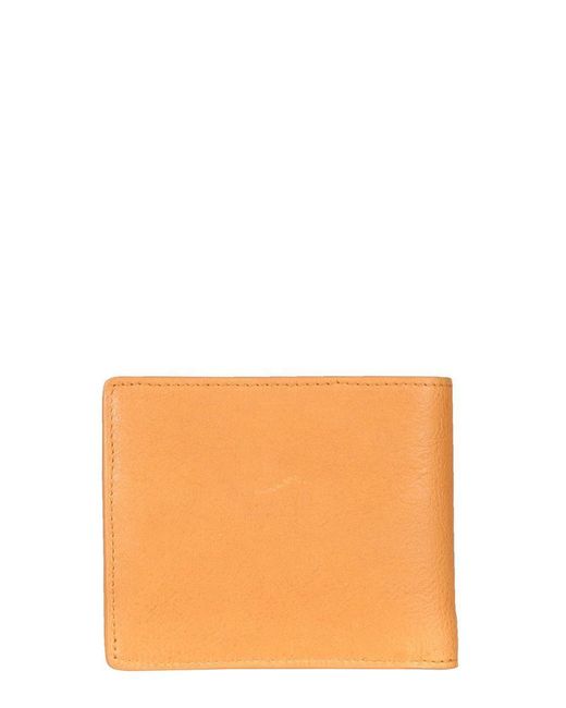 Il Bisonte Orange Leather Bifold Wallet for men