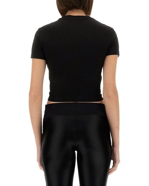 Versace Jeans Couture Black T-Shirt With Crystals "Outline Baroque"