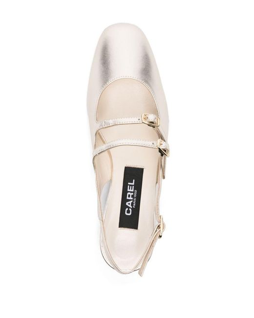 CAREL PARIS White Peche Laminated Leather Ballets
