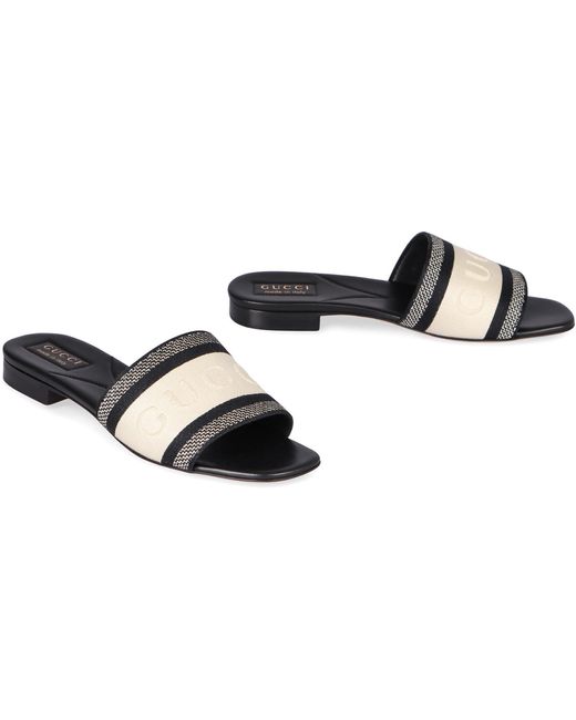 Gucci Black Canvas Sandals