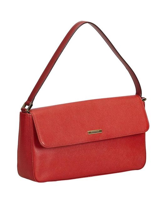 Burberry Red Leather Baguette Bag - Lyst