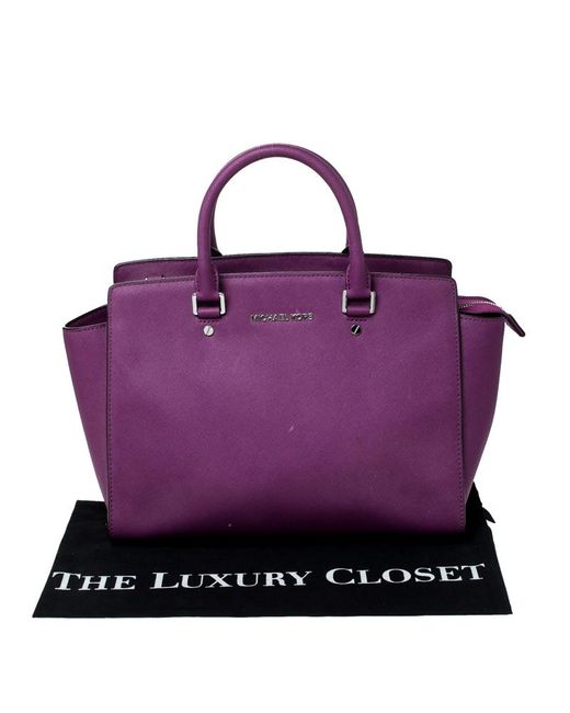Women S Purple Leather Large Selma Tote