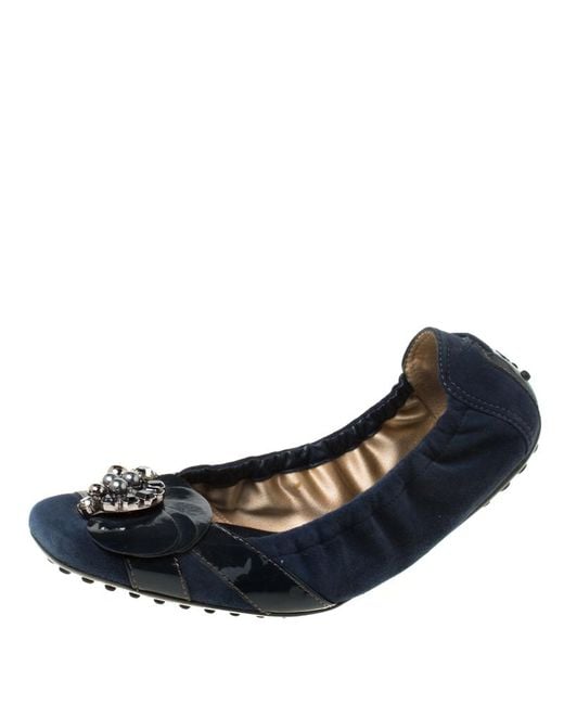 blue embellished flats