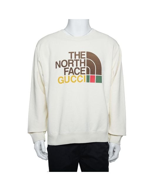 Gucci X The North Face Cream Cotton Logo Printed Sweatshirt for Men - Lyst
