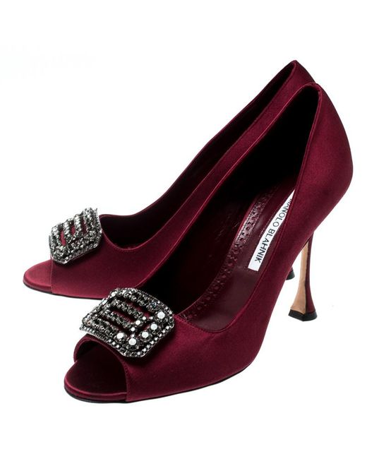 burgundy satin pumps