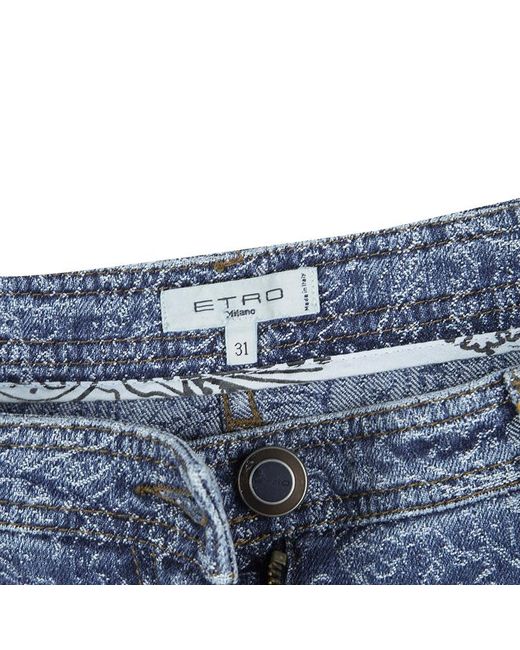 patterned denim jeans