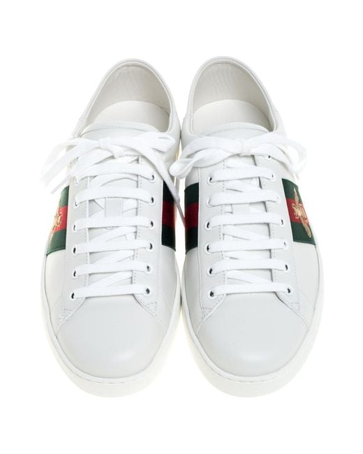gucci white bee sneakers