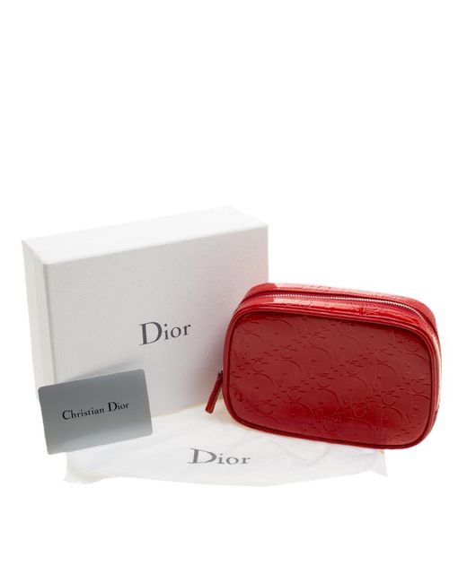 Red Patent Leather Trousse Cosmetic Bag