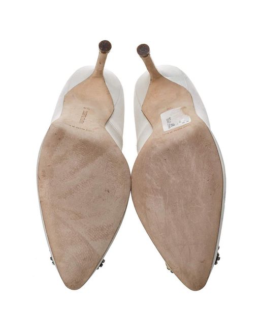 manolo blahnik white satin