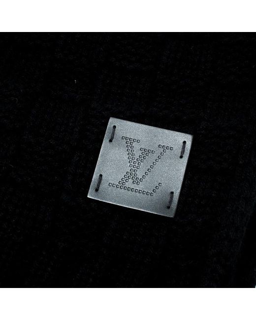 Louis Vuitton Black Logo Patch Detail Damier Cashmere Muffler in Black - Lyst