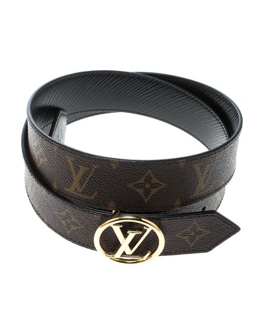 Louis Vuitton Brown/black Monogram Canvas And Epi Leather Circle Reversible Belt Size 90 Cm - Lyst