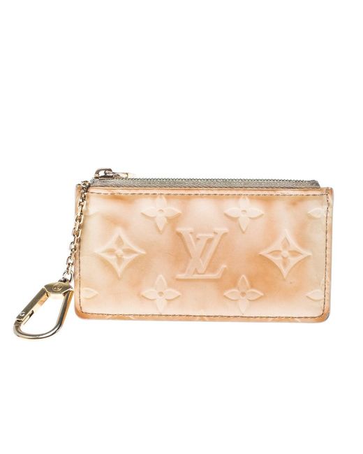Louis Vuitton Leather Cream Monogram Vernis Key Pouch in Natural - Lyst