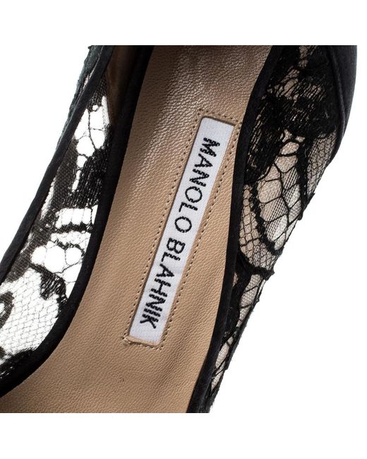 manolo blahnik hangisi lace pumps