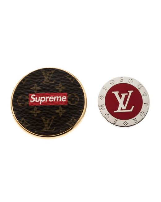 Louis Vuitton Canvas X Supreme Set Of 2 Pin Brooch for Men - Lyst
