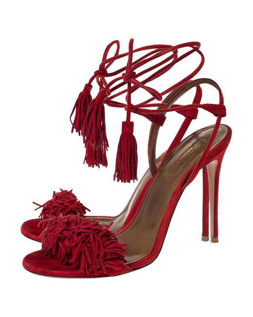 red ankle wrap sandals