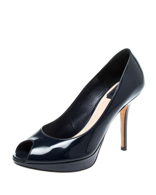 navy blue peep toe pumps