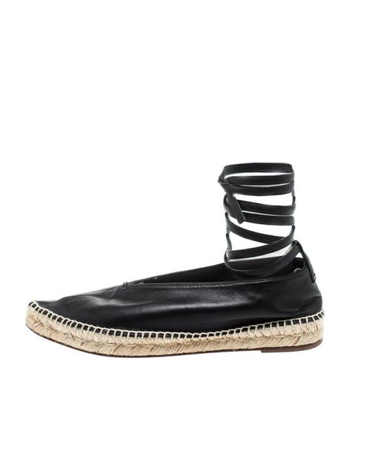black leather espadrilles flats