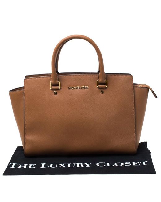 Women S Brown Saffiano Leather Medium Selma Tote