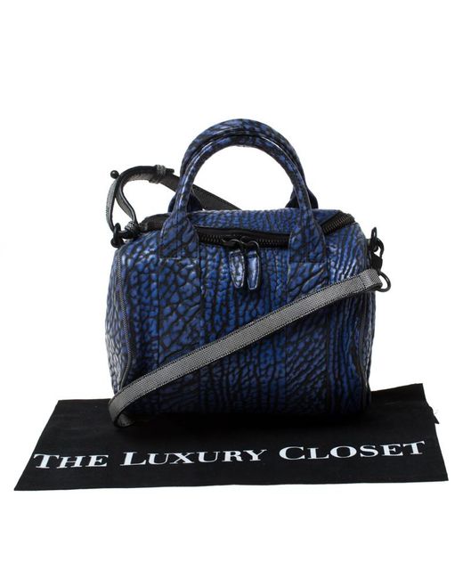 Women S Blue Black Textured Leather Rocco Duffel Bag