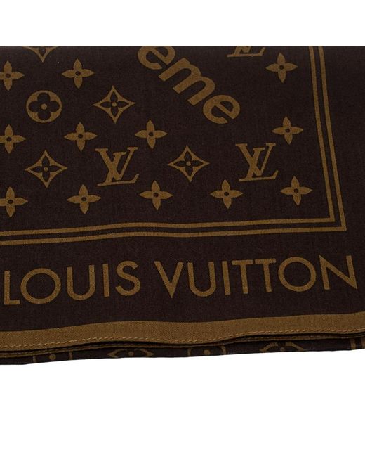 Louis Vuitton X Supreme Brown Monogram Printed Cotton Bandana Scarf for Men - Lyst