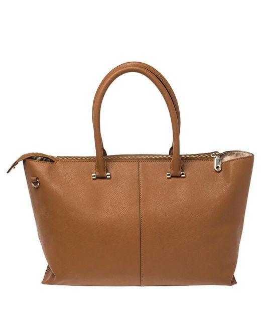 DKNY Tan Leather Bryant Park Zip Tote in Brown - Lyst