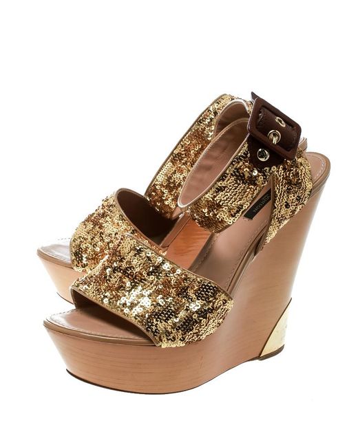gold sequin wedges