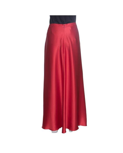 red silk maxi skirt