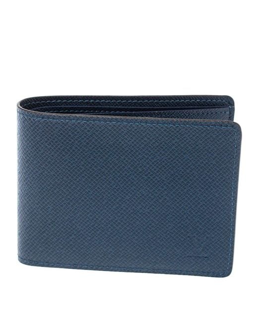 Louis Vuitton Blue Taiga Leather Multiple Wallet for Men - Lyst