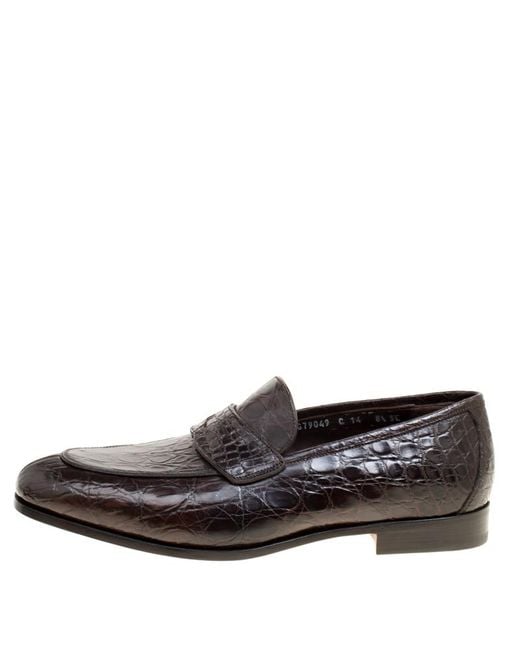 mens crocodile penny loafers