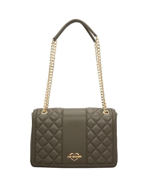 Lyst - Moschino Love Green Quilted Faux Leather Chain Shoulder Bag in Green