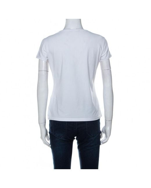 Carolina Herrera Ch White Cotton Embroidered Logo Detail Tshirt S Lyst